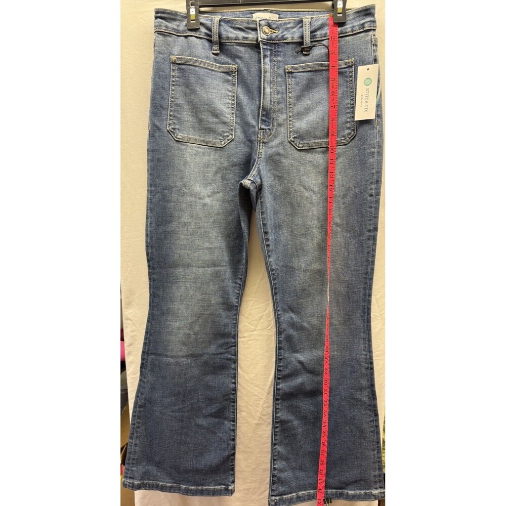 Womens Jeans Studio Blue Mikayla High Rise Flare Patch Pocket Flare 14 NWT - Picture 4 of 10